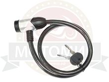 Замок для велосипеда с ключом тросовый 650-1000мм, маленький замок, противоугонный (TRB-1407А)