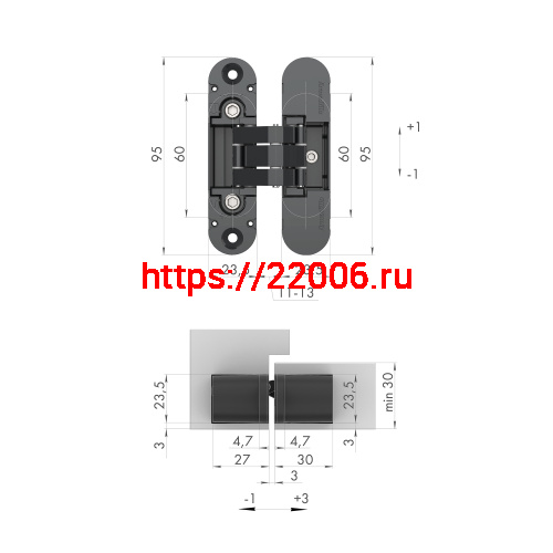 Петля Armadillo (Армадилло) скрытой установки U3D4000 SC (9540UN3D) мат. хром фото 2 Петля Armadillo (Армадилло) скрытой установки U3D4000 SC (9540UN3D) мат. хром фото 2