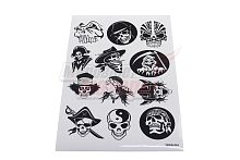 Наклейки: черепа черно-белые MV22A4D034 (12 элементов)(21х30)