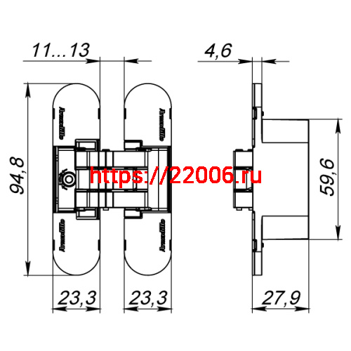 Петля Armadillo (Армадилло) скрытой установки U3D4000 SC (9540UN3D) мат. хром фото 5 Петля Armadillo (Армадилло) скрытой установки U3D4000 SC (9540UN3D) мат. хром фото 5