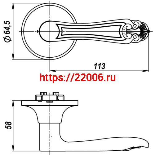 Ручка Punto (Пунто) защелка DK637 AB-BK (6037 AB-B) (фик.) бронза фото 3