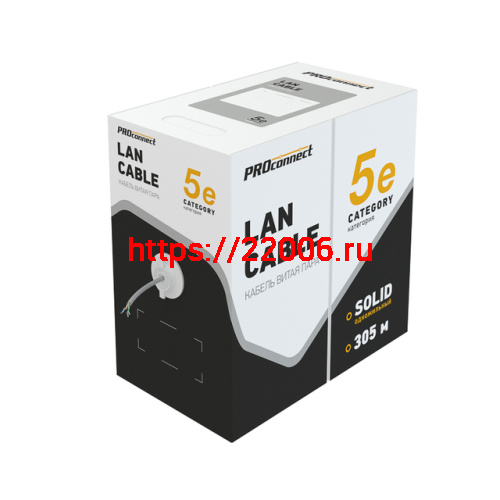Кабель витая пара PROconnect LIGHT UTP 4PR 26AWG, CCA, CAT5, PVC серый, бухта 305 м фото 2 Кабель витая пара PROconnect LIGHT UTP 4PR 26AWG, CCA, CAT5, PVC серый, бухта 305 м фото 2