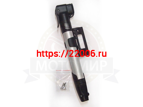 Насос вело ручной STELS 27х173мм, алюм./пластик,Авто./Presta,крепл. к раме HP-13 серебо.