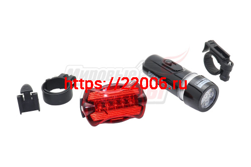 Фара вело передняя (бат.) (5 диод.)+задний габарит WJ-101