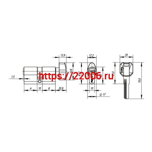 Цилиндровый Punto (Пунто) механизм MaxPro7002Knob70mm(30+10+30) CP хром 7key с вертушкой фото 3 Цилиндровый Punto (Пунто) механизм MaxPro7002Knob70mm(30+10+30) CP хром 7key с вертушкой фото 3