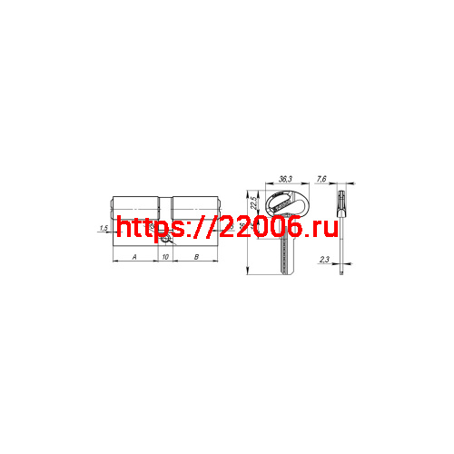 Цилиндровый Fuaro (Фуаро) механизм (D-PRO500/70) D-PRO5000Key70(30+10+30) BL черный 5Key фото 3