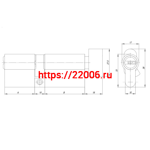 Цилиндровый Ajax (Аякс) механизм (AZ202/80) AZ2002Knob80 (35+10+35) CP хром фото 3