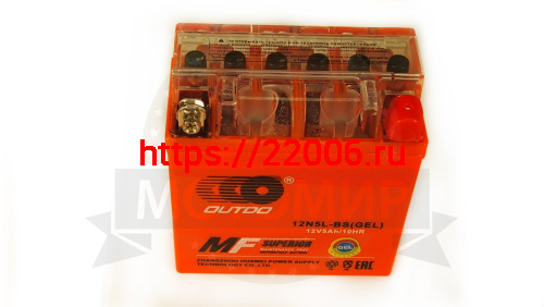 Аккумулятор 12В 5 А/ч 12N5L-BS GEL, OUTDO (120х61х129) обрат.пол., для Альфы Аккумулятор 12В 5 А/ч 12N5L-BS GEL, OUTDO (120х61х129) обрат.пол., для Альфы