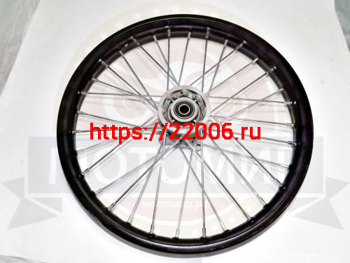 Обод 17" передний спицы,  диск. тормоз 1,4-17  (ПИТ-БАЙК) Fighter125 в сборе (ось D12 мм) 4 отв