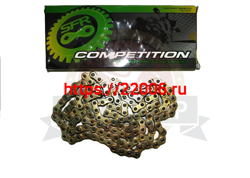 Цепь (428H) SFR -130 зв. приводная усиленная, цвет ЗОЛОТО (Crossfire, Bitri Цепь (428H) SFR -130 зв. приводная усиленная, цвет ЗОЛОТО (Crossfire, Bitri