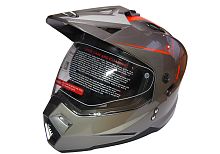 Шлем туринг (кросс со стеклом и очками) COBRA JK802, серо-оранжевый, размеры XL
