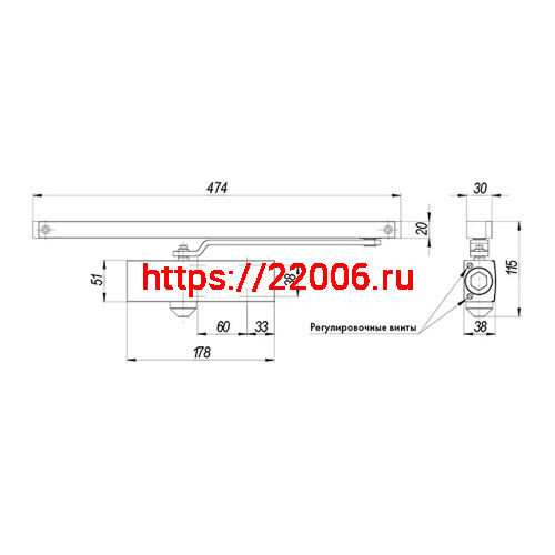 Доводчик Armadillo (Армадилло) дверной со скользящей тягой DCSLIDER45 (DCS-45) AL (алюминий) фото 2 Доводчик Armadillo (Армадилло) дверной со скользящей тягой DCSLIDER45 (DCS-45) AL (алюминий) фото 2