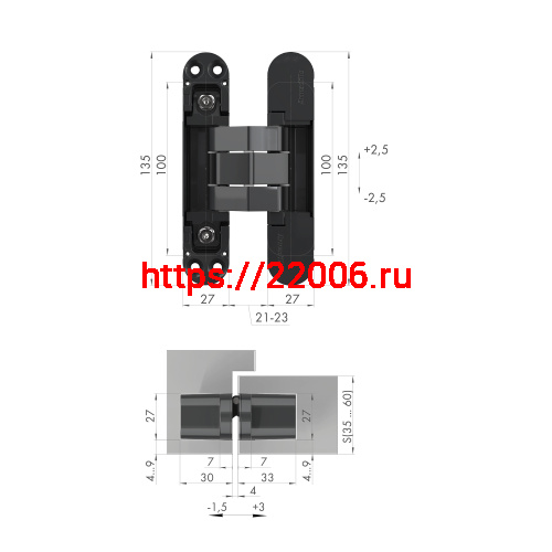 Петля Armadillo (Армадилло) скрытой установки U3D7800.VPG WH белый TECH фото 2 Петля Armadillo (Армадилло) скрытой установки U3D7800.VPG WH белый TECH фото 2